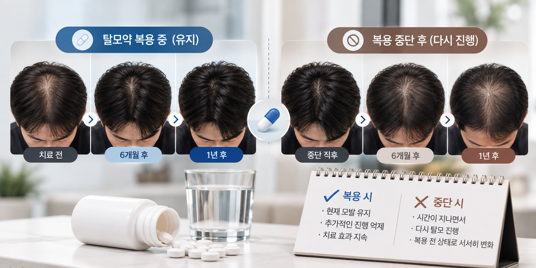 탈모약 복용과 중단 후 변화 비교.png